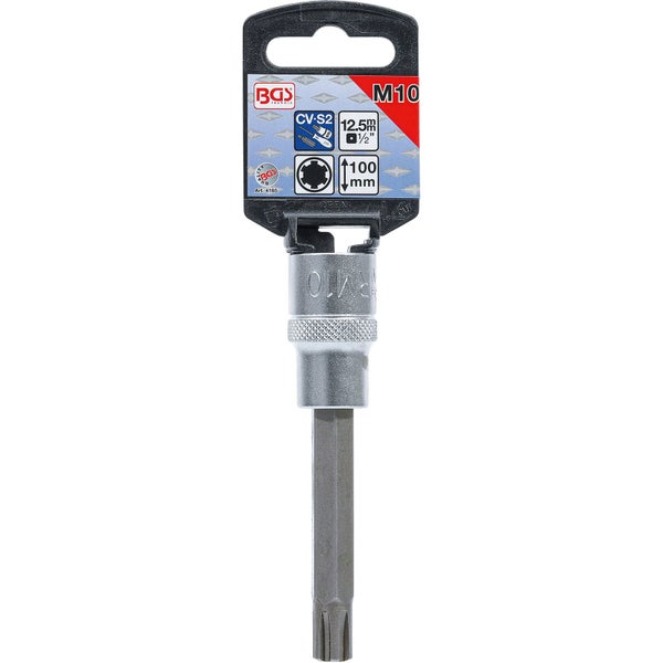 BGS Technic Innenvielzahn-Einsatz M10, 12.5 mm, 100 mm lang