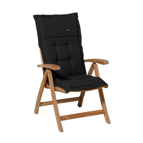 Hochlehnerauflage Rib schwarz - Ca. 123x50 cm - 4er-Set