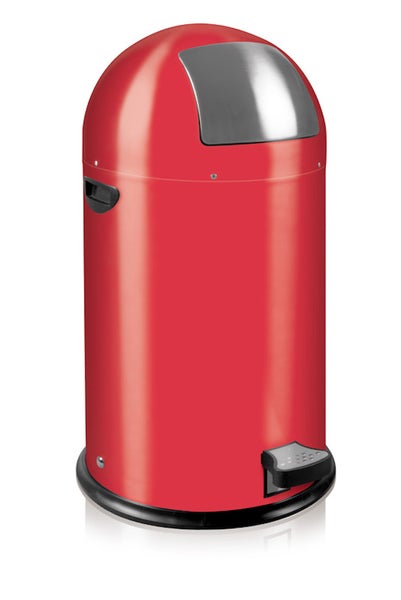 PROREGAL Stilvoller Eleganter Abfalleimer Mit Starkem Fußpedal und Verzinktem Inneneimer 33 Liter HxBxT 70 x 38 x 37,5 cm Rot