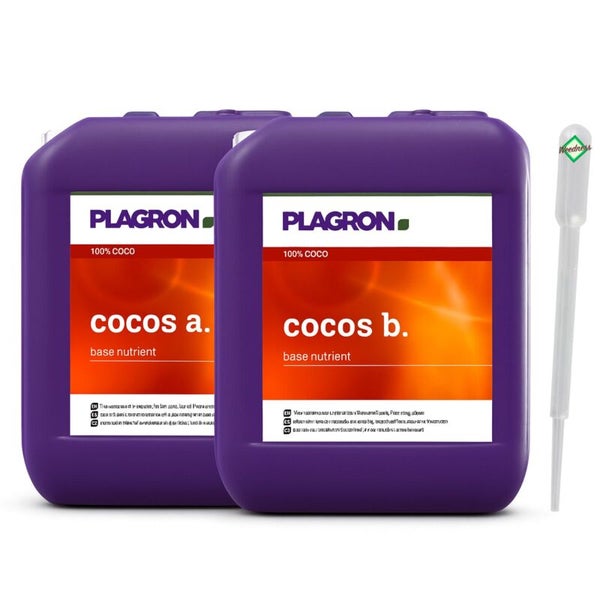 Zwei Behälter Plagron Cocos A und Cocos B Basisdünger mit Pipette