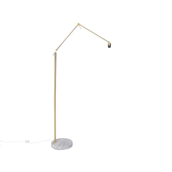 QAZQA - Moderne Stehlampe Gold I Messing verstellbar - Editor I Wohnzimmer I Schlafzimmer - Stahl Länglich - LED geeignet E27