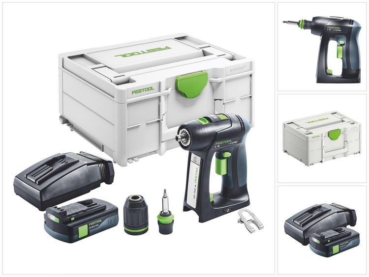 Festool C 18-Basic Akku Bohrschrauber 18 V 45 Nm Brushless + 1x Akku 3,0 Ah + Ladegerät + Systainer