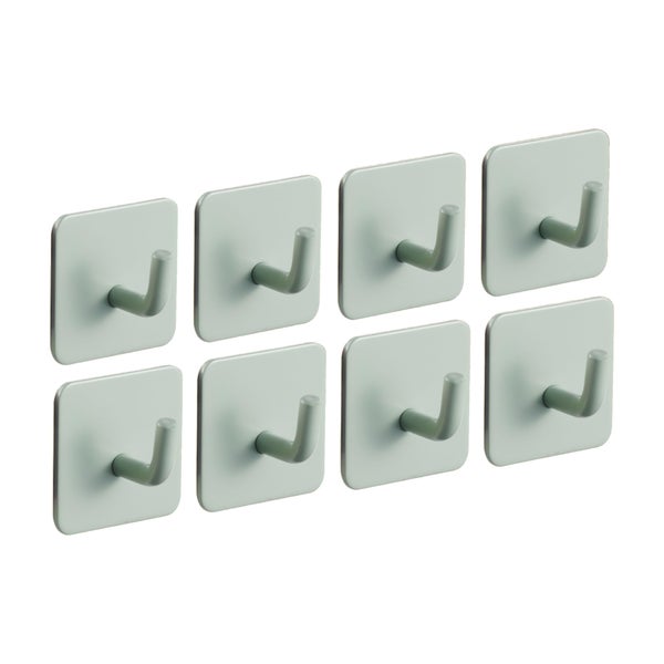 Acht selbstklebende Wandhaken mit quadratischer Platte zur Befestigung