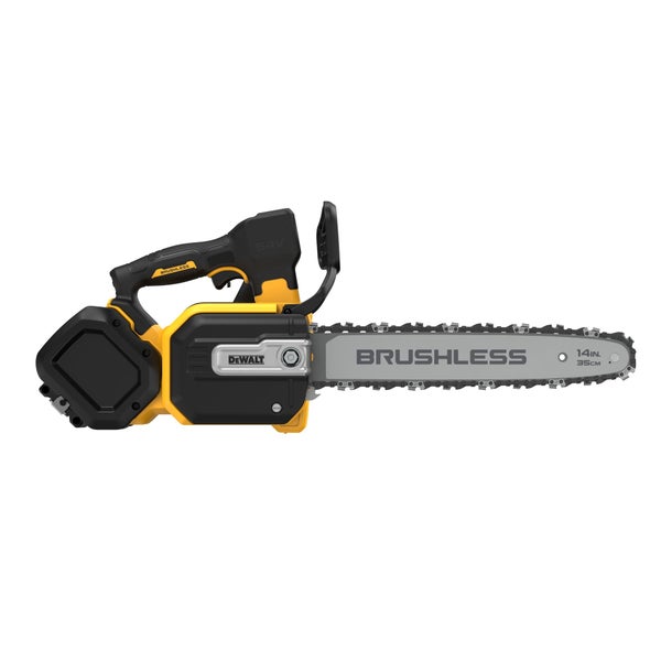 DeWalt Akku Kettensäge mit 54 Volt Antrieb und 35 Zentimeter Schwertlänge für Gartenarbeiten