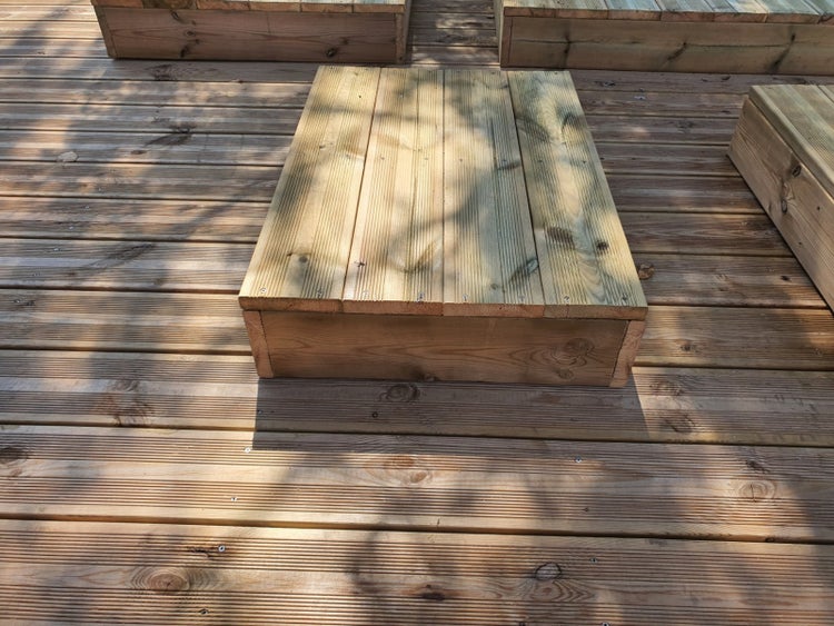 Blockstufen Holz modulierbar-4 Bretter B100cm H17cm