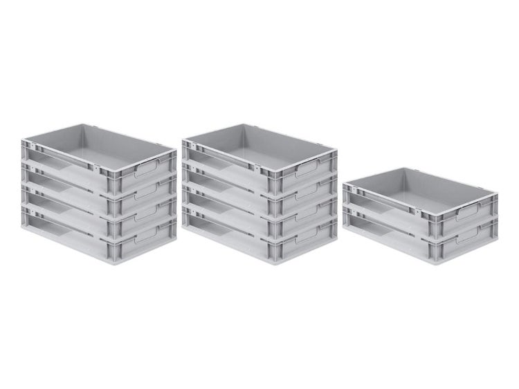 Grauer Lagerbehälter aus Kunststoff, 23 Liter, Maße 60 x 40 x 12 cm