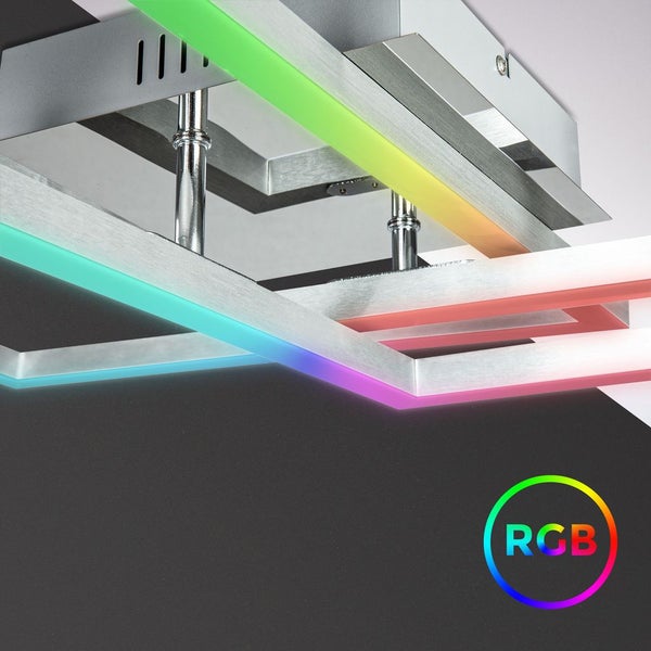 Deckenleuchte 69,5x69,5 cm - 48W, 4800lm, LED, smart, dimmbar, CCT, RGB, silberfarbig