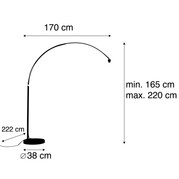 Moderne Bogenlampe chrom verstellbar ohne Schirm