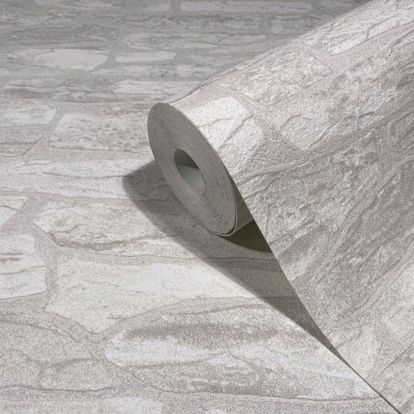 Tapete Weiß Steinoptik Modern für Wohnzimmer MADE IN GERMANY 10,05 x 0,53m