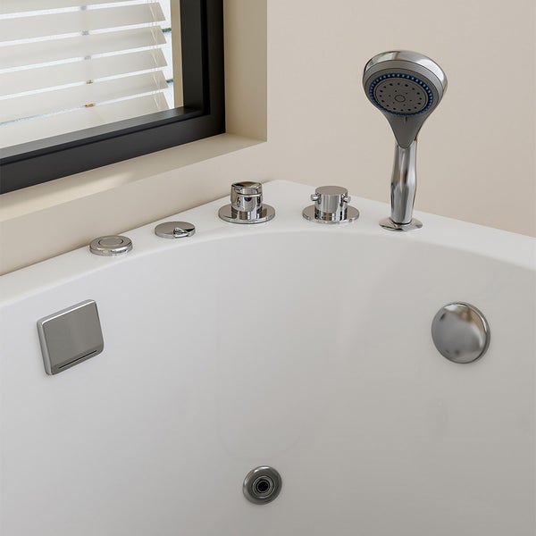 Home Deluxe - Seniorenbadewanne inkl. Whirlpool- VITAL M Rechts - Maße: 153 x 76 x 64cm - inkl. komplettem Zubehör I Badewanne mit Tür, Senioren Badewanne mit Einstieg, Whirlpool-Badewannen
