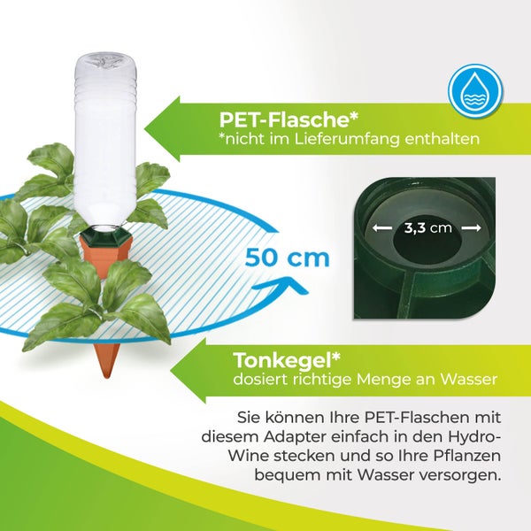 Pet Flaschen Adapter für das Tonkegel Bewässerungssystem Hydro Wine 4 Stück