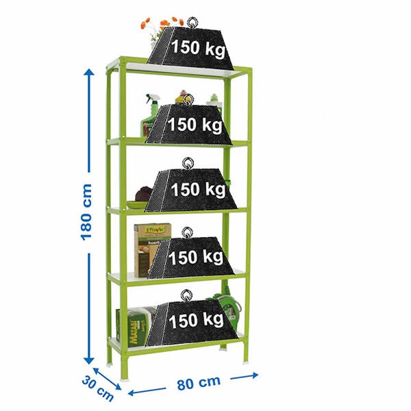 PROREGAL Wohnregal Living Koala Wood mit 5 Fachböden HxBxT 180 x 80 x 30 cm Fachlast 150 kg Grün/Weiß