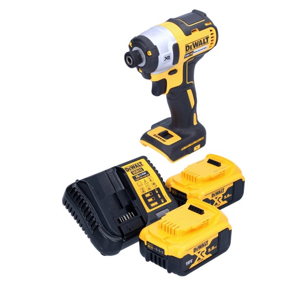 DeWalt Akku-Schlagschrauber 18 Volt Set mit zwei 5 Ampere-Stunden Akkus und Ladegerät.
