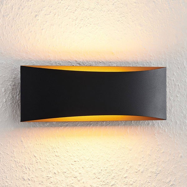 Schwarze LED-Wandleuchte im modernen Design mit Up- und Downlight-Effekt.
