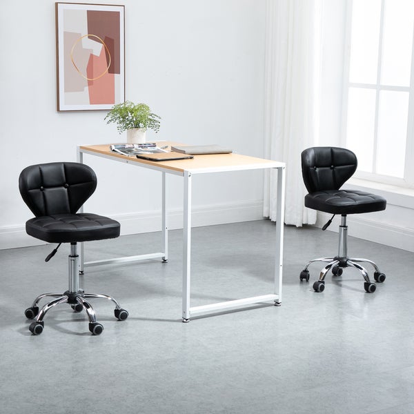 HOMCOM 2er-Set Arbeitshocker, 45 x 47 x 72-87 cm, Kunstleder, Schwarz