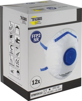 Triuso FFP2 Atemschutzmaske mit Ventil im 12er Pack fuer effektiven Schutz vor Partikeln und Staub