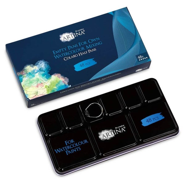 Artina Aquarellfarbkasten mit 48 leeren Näpfchen zur eigenen Farbmischung