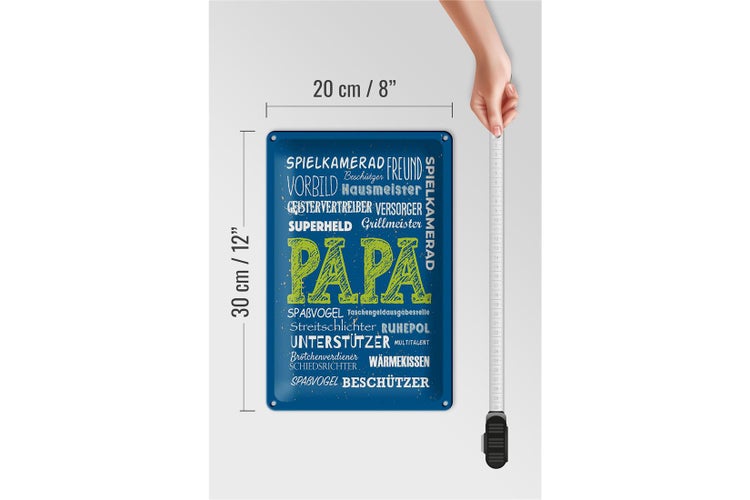 Blechschild Spruch 20x30cm Papa Superheld Vorbild Beschützer