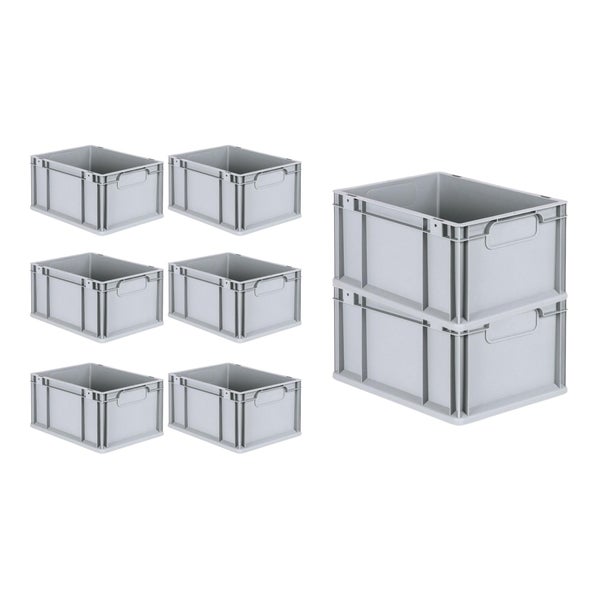 PROREGAL Spar Set 8x Eurobox Nextgen Economy Mit Auflagedeckel & 4x Schiebeschnappverschlüsse Rot Griffe Geschlossen HxBxT 22 x 30 x 40 cm 20 Liter