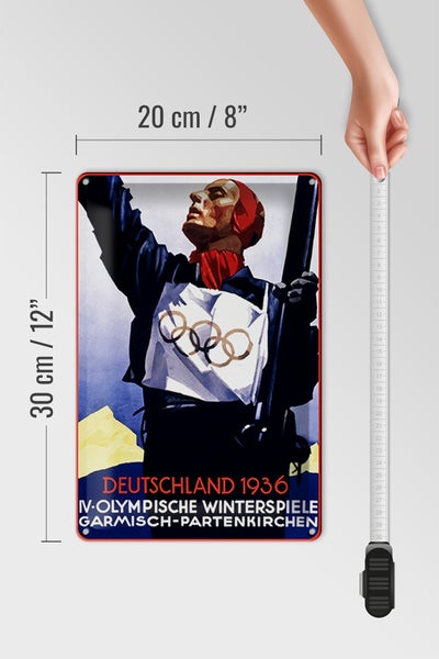Blechschild Spruch 20x30cm Olympische Winterspiele 1936