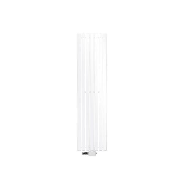 ECD Germany Design Paneelheizkörper Stella Mittelanschluss 370 x 1400 mm Weiß mit Anschlussgarnitur Thermostat Universal Eck- und Durchgangsform, Flach Einlagig Vertikal, Heizkörper Badheizkörper