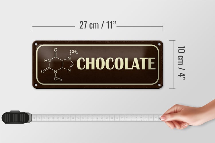 Blechschild Spruch 27x10cm Formel Chocolate Schokolade Dekoration