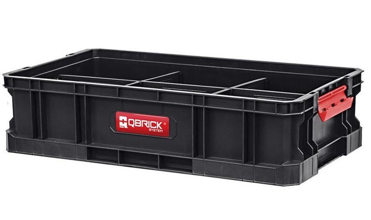 PROREGAL QBRICK Werkzeugkasten Two Ohne Deckel HxBxT 30 x 53 x 13 cm 14,3 Liter 5 Trennsteg Mit Klemmverschlüsse Werkzeugkorb