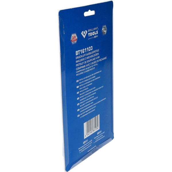 Brilliant Tools Druckluftpistole mit drei Wechseldüsen Verpackung