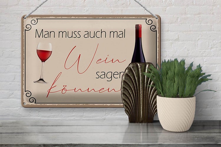 Blechschild Spruch 30x20cm Man muss mal Wein sagen können