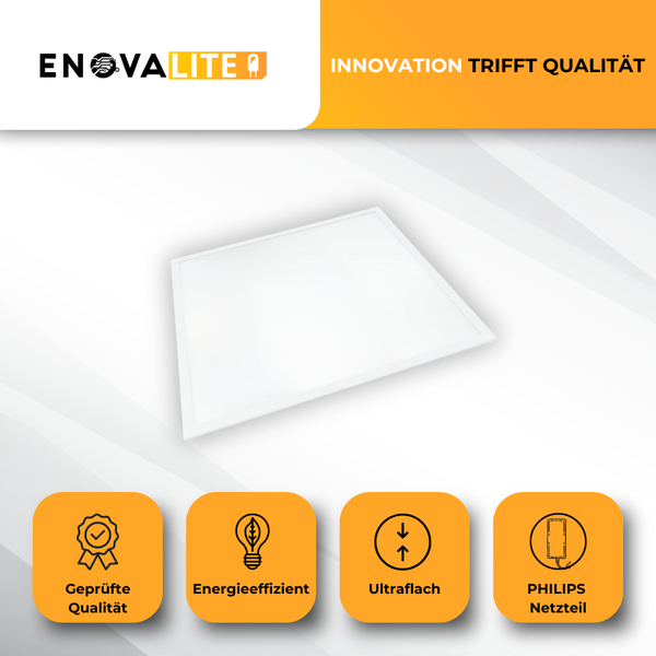 ENOVALITE LED Panel 4er Set 62x62cm | 36W 4000K Neutralweiß | Ultra-flach mit Philips Driver – Für Innenräume