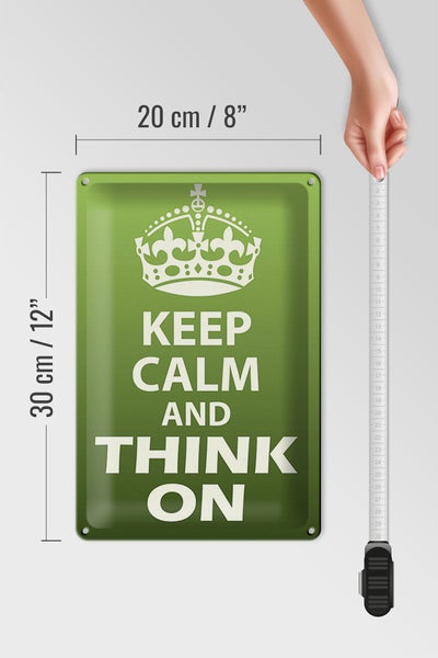 Blechschild Spruch 20x30cm Keep Calm and think on