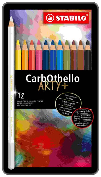 STABILO Buntstift Pastellkreidestift CarbOthello - ARTY+, 12er Metalletui