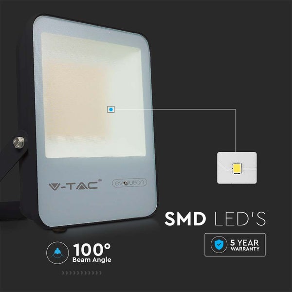 V-TAC VT-50185 - Schwarze LED-Flutlichtstrahler - 185lm/w - Evolution - IP65 - 50W - 7870 Lumen -