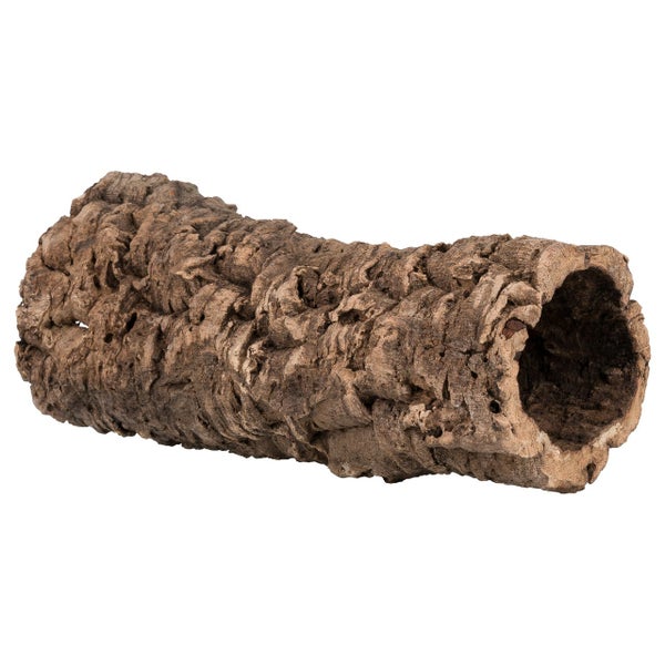 Naturbelassene Korkröhre mit grober Rindenstruktur als Versteckmöglichkeit für Terrarien und Kleintiere.
