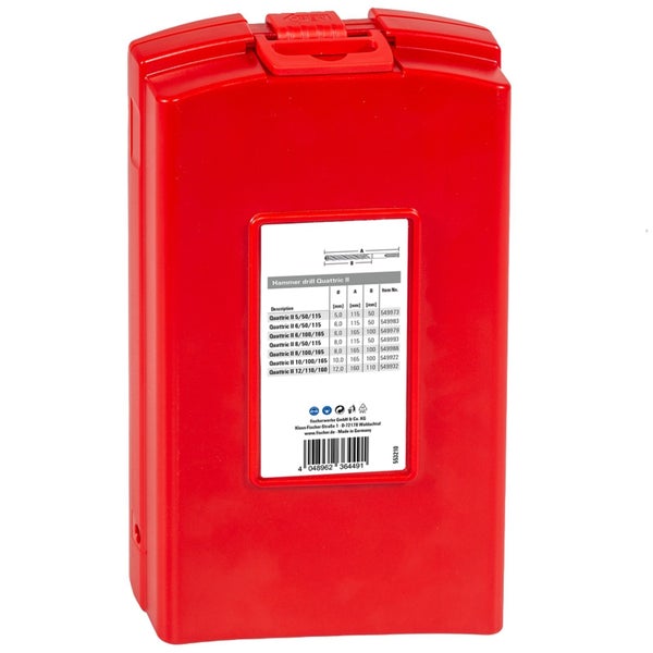 Hammerbohrer Quattric II in roter Aufbewahrungsbox