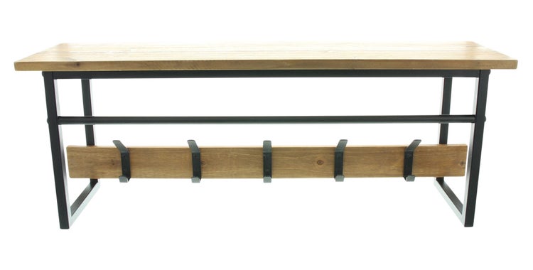 FRANK FLECHTWAREN | Garderobe Industrial, METALL, HOLZ, 72 x 20 x 27 cm