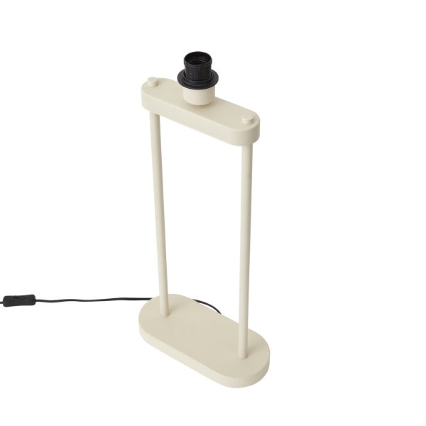 Tischleuchtenfuß in Cremeweiß, modernes minimalistisches Design aus Metall mit zwei Säulen und E27-Fassung.