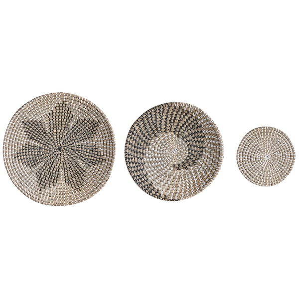 Wanddekoration 3er Set CANTHO Seegras 40/35/20 cm Schwarz