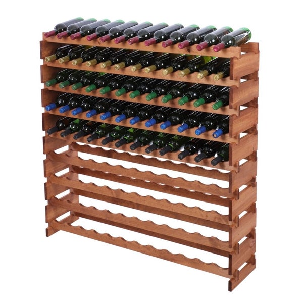 Weinregal VINOTECA FLEX PRO HxBxT 121x123x28cm 108 Flaschen auf 9 Ebenen Massives Kiefernholz Braun geölt