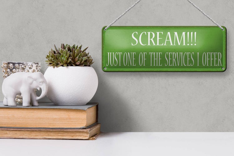 Blechschild Spruch 27x10cm scream just one of the services Dekoration