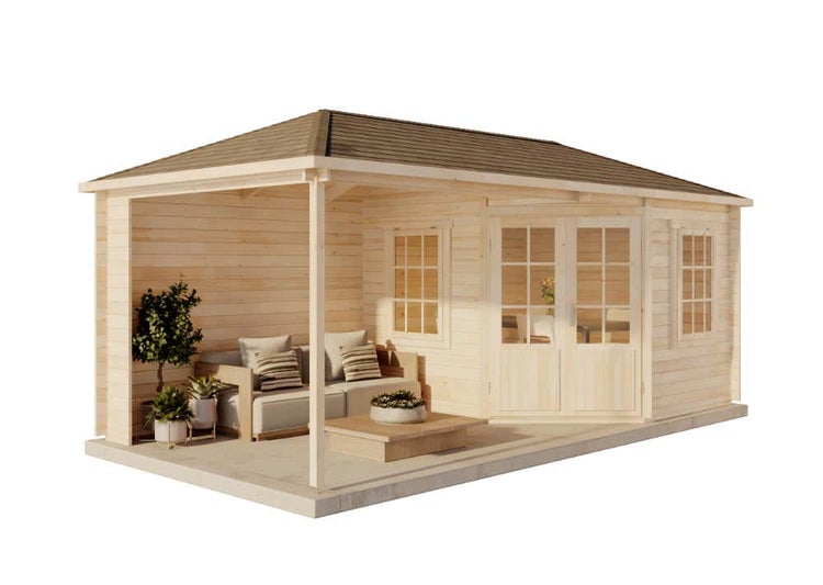 Alpholz 5-Eck Gartenhaus Mosel aus Massiv-Holz, Gerätehaus mit 40 mm Wandstärke, Garten Holzhaus inklusive Montagematerial, Geräteschuppen Größe: 598 x 300 cm