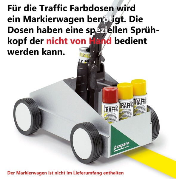Markierwagen + 12x 500ml Farbe, 2 Kegel + Schild Traffic Paint® / gelb