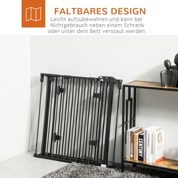 PawHut Hunde Absperrgitter, 202,5L x 2T x 76H cm, Stahl, Kunststoff, Schwarz