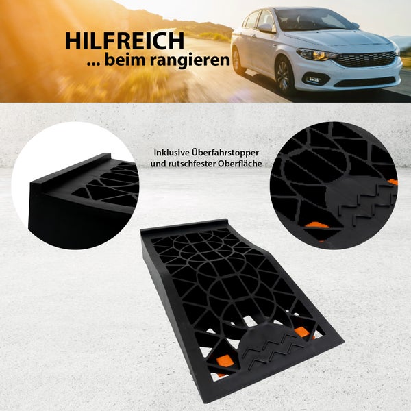 Rangierhilfe für Fahrzeuge mit Überfahrstopper und rutschfester Oberfläche