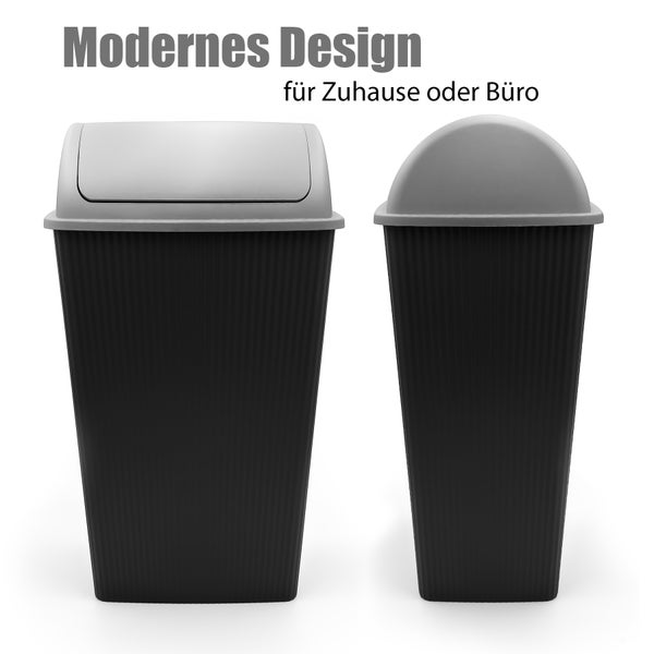 BigDean Mülleimer mit Schwingdeckel 45 L Anthrazit – Abfalleimer für die Küche & Büro – Müllbehälter aus robustem & geruchsdichtem Kunststoff – Made in Europe