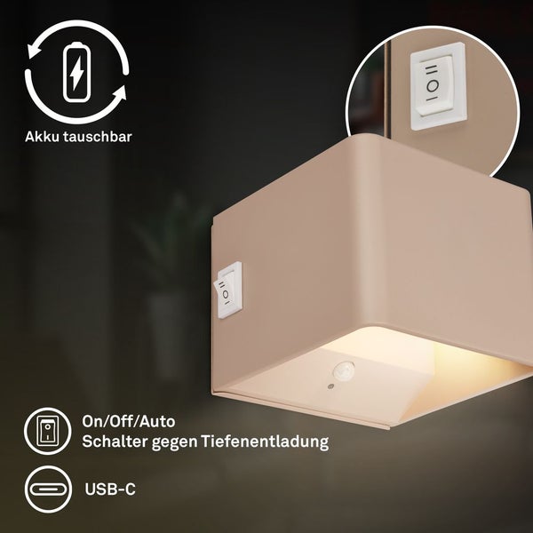 LED Wandleuchte Wandlampe ohne Stromanschluss Bewegungsmelder Akku ohne Bohren