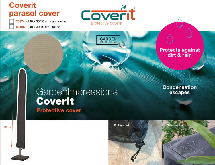Coverit Schutzhülle für Sonnenschirme von Garden Impressions, 240 Zentimeter, wasserabweisend, mit Zugkordel.