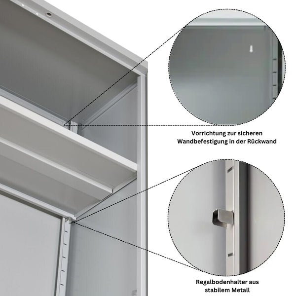 PROREGAL Stahlschrank Bee 4 Fachböden HxBxT 195 x 120 x 60 cm Pulverbeschichtetes & Verstärktes Fachbodenmaterial Grau & Blau