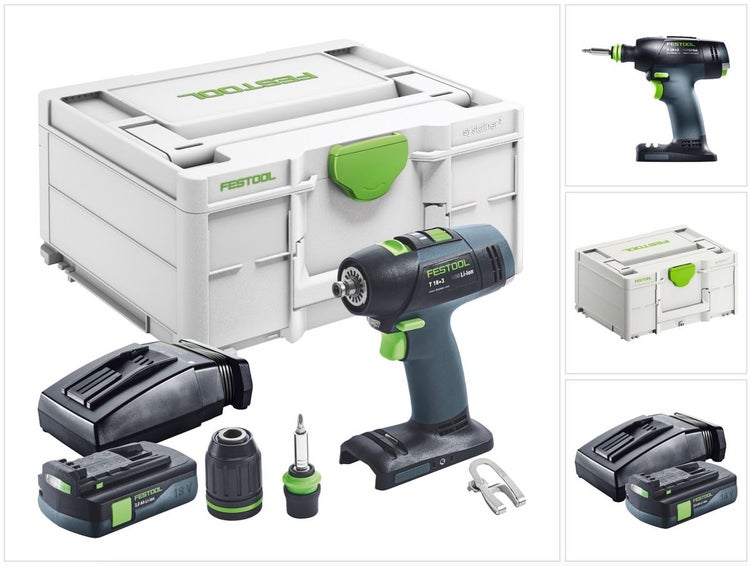 Festool T 18+3 Basic Akku Bohrschrauber 18 V 50 Nm Brushless + 1x Akku 3,0 Ah + Ladegerät + Systainer