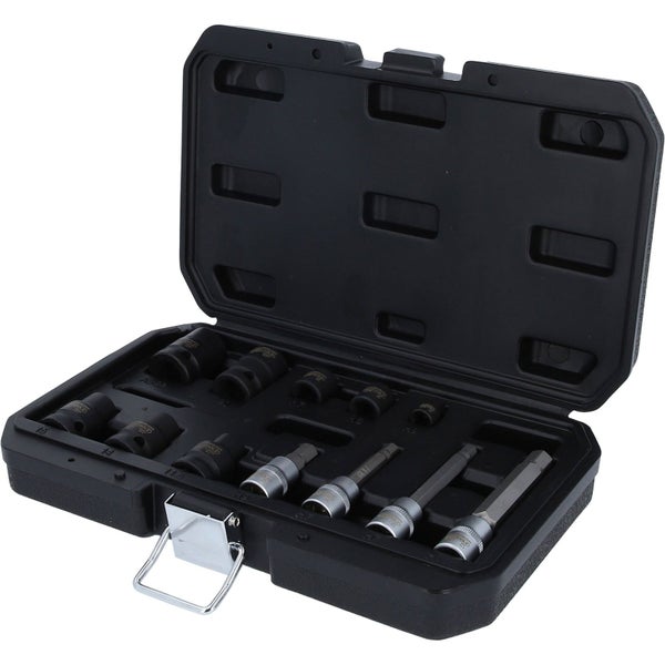 Steckschlüssel- und Bit-Set in schwarzem Kunststoffkoffer